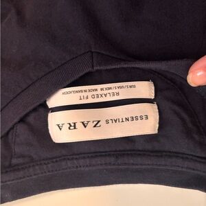 Zara Navy Essentials Relaxed Crew Neck Top